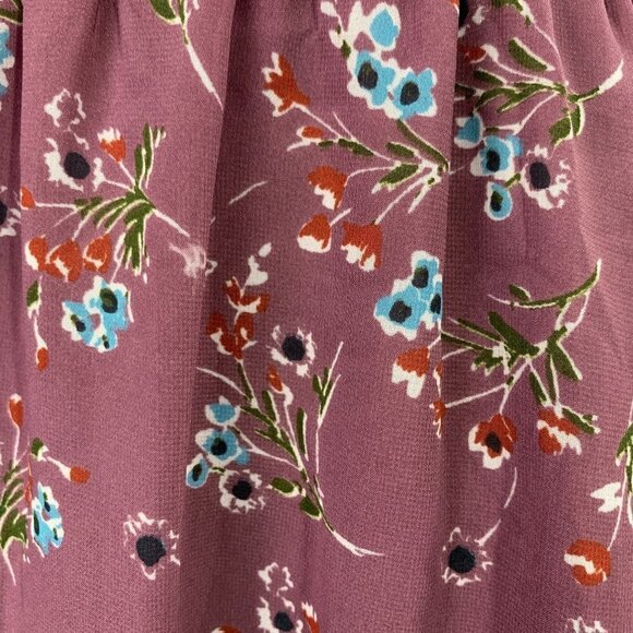 Peacocks Floral Smocked Ruffle Sleeve Midi Dress - Mauve, Size UK:12/US:8 - Picture 4 of 9